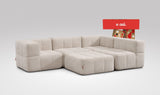 EEAZI modulares Sofa 2 Eckelementelem, 2 Mittelelemente, 1 Hocker in Kombination, in Beige