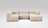 EEAZI modulares Sofa - 2 Eckelementelem, 2 Mittelelemente, 1 Hocker - beige