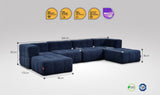 6-teiliges EEAZI Sofa – 2 Eckelement, 2 Mittelelemente, 2 Hocker, in blauer Farbe, Version 1