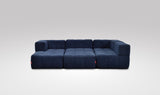EEAZI modulares Sofa - 2 Eckelementelem, 2 Mittelelemente, 2 Hocker - blau