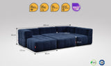 6-teiliges EEAZI Sofa – 2 Eckelement, 2 Mittelelemente, 2 Hocker, in blauer Farbe, Version 2