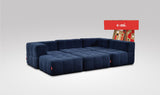 EEAZI modulares Sofa 2 Eckelementelem, 2 Mittelelemente, 2 Hocker im Set, in blauer Farbe