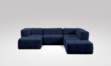 EEAZI modulares Sofa - 2 Eckelementelem, 2 Mittelelemente, 2 Hocker - blau