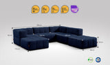 6-teiliges EEAZI Sofa – 2 Eckelement, 2 Mittelelemente, 2 Hocker, in blauer Farbe, Version 5