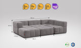 6-teiliges EEAZI Sofa – 2 Eckelement, 2 Mittelelemente, 2 Hocker, in grauer Farbe, Version 2