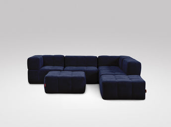 EEAZI modulares Sofa - 2 Eckelementelem, 2 Mittelelemente, 2 Hocker - blau