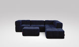 EEAZI modulares Sofa - 2 Eckelementelem, 2 Mittelelemente, 2 Hocker - blau