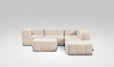 EEAZI modulares Sofa - 2 Eckelementelem, 2 Mittelelemente, 2 Hocker - beige