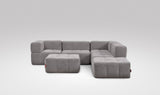 EEAZI modulares Sofa - 2 Eckelementelem, 2 Mittelelemente, 2 Hocker - grau