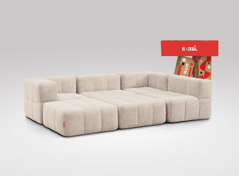 EEAZI modulares Sofa 2 Eckelementelem, 2 Mittelelemente, 2 Hocker im Set, in Beige