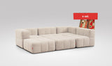 EEAZI modulares Sofa 2 Eckelementelem, 2 Mittelelemente, 2 Hocker im Set, in Beige