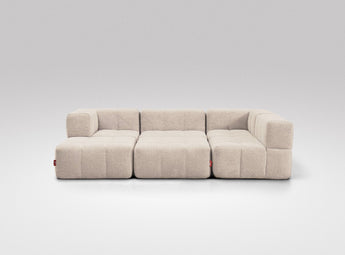 EEAZI modulares Sofa - 2 Eckelementelem, 2 Mittelelemente, 2 Hocker - beige