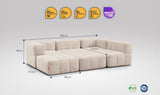 6-teiliges EEAZI Sofa – 2 Eckelement, 2 Mittelelemente, 2 Hocker, in beiger Farbe , Version 2