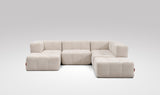 EEAZI modulares Sofa - 2 Eckelementelem, 2 Mittelelemente, 2 Hocker - beige