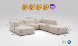 6-teiliges EEAZI Sofa – 2 Eckelement, 2 Mittelelemente, 2 Hocker, in beiger Farbe , Version 5