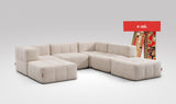 EEAZI modulares Sofa 2 Eckelementelem, 2 Mittelelemente, 2 Hocker im Set, in Beige