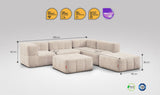 6-teiliges EEAZI Sofa – 2 Eckelement, 2 Mittelelemente, 2 Hocker, in beiger Farbe , Version 6