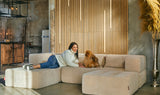 EEAZI modulares Sofa im Interieur – Premium-Design, beige Farbe, stilvoll im Wohnzimmerambiente