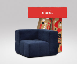 EEAZI modulares Sofa 1 Eckelement in Kombination, in blauer Farbe