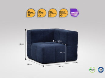 Univerzális EckelementSofa modul – in blauer Farbe, EEAZI Premiumstoff