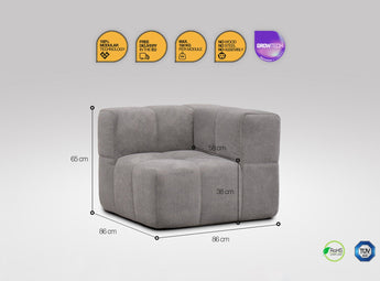 Univerzális EckelementSofa modul – in grauer Farbe, EEAZI Premiumstoff