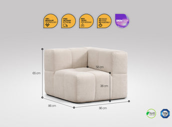 Univerzális EckelementSofa modul – in beiger Farbe , EEAZI Premiumstoff