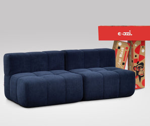 EEAZI modulares Sofa 2 Mittelelemente in Kombination, in blauer Farbe