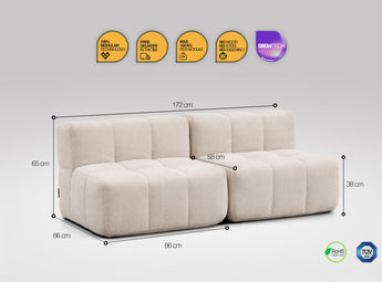 2 teiliges EEAZI modulares Sofa – 2 Mittelelementelemmel, in beiger Farbe