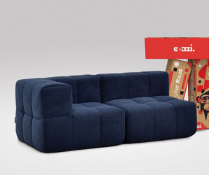 EEAZI modulares Sofa 1 Eckelement, 1 Mittelelement in Kombination, in blauer Farbe