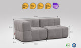 2 teiliges EEAZI modulares Sofa – 1 Eckelementmel und 1 Mittelelementelemmel, in grauer Farbe