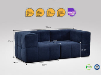 2 teiliges EEAZI modulares Sofa – 2 Eckelementelemmel, in blauer Farbe
