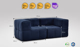 2 teiliges EEAZI modulares Sofa – 2 Eckelementelemmel, in blauer Farbe