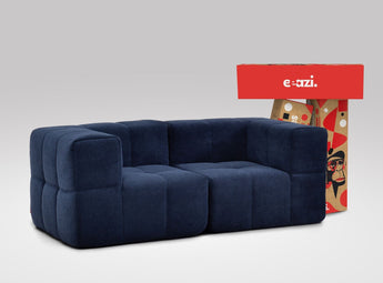 EEAZI modulares Sofa 2 Eckelementelem in Kombination, in blauer Farbe