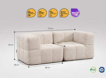 2 teiliges EEAZI modulares Sofa – 2 Eckelementelemmel, in beiger Farbe