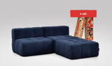 EEAZI modulares Sofa 2 Mittelelemente, 1 Hocker in Kombination, in blauer Farbe