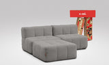 EEAZI modulares Sofa 2 Mittelelemente, 1 Hocker in Kombination, in grauer Farbe