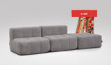 EEAZI modulares Sofa 2 Mittelelemente, 1 Hocker in Kombination, in grauer Farbe