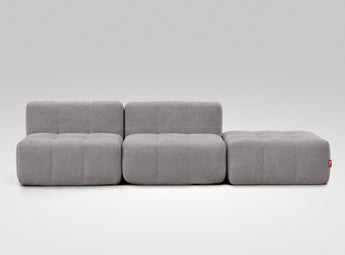 EEAZI modulares Sofa - 2 Mittelelemente, 1 Hocker - grau