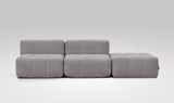 EEAZI modulares Sofa - 2 Mittelelemente, 1 Hocker - grau