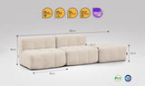 3-teiliges EEAZI Sofa – 2 Mittelelemente, 1 Hocker, in beiger Farbe , Version 2