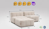 EEAZI modulares Sofa - 2 Mittelelemente, 1 Hocker - beige