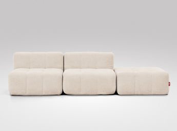 EEAZI modulares Sofa - 2 Mittelelemente, 1 Hocker - beige