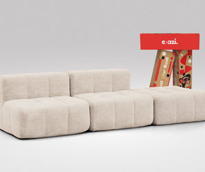 EEAZI modulares Sofa 2 Mittelelemente, 1 Hocker in Kombination, in Beige