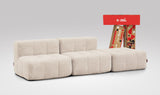 EEAZI modulares Sofa 2 Mittelelemente, 1 Hocker in Kombination, in Beige