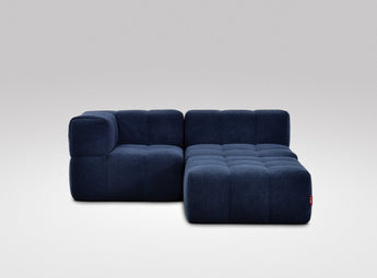 EEAZI modulares Sofa - 1 Eckelement, 1 Mittelelement, 1 Hocker - blau