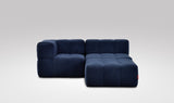 EEAZI modulares Sofa - 1 Eckelement, 1 Mittelelement, 1 Hocker - blau