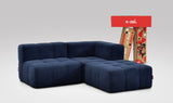 EEAZI modulares Sofa 1 Eckelement, 1 Mittelelement, 1 Hocker in Kombination, in blauer Farbe