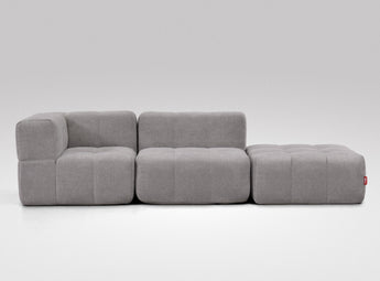 EEAZI modulares Sofa - 1 Eckelement, 1 Mittelelement, 1 Hocker - grau