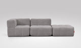 EEAZI modulares Sofa - 1 Eckelement, 1 Mittelelement, 1 Hocker - grau