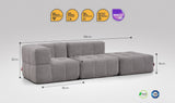3-teiliges EEAZI Sofa – 1 Eckelement, 1 Mittelelement, 1 Hocker, in grauer Farbe, Version 1